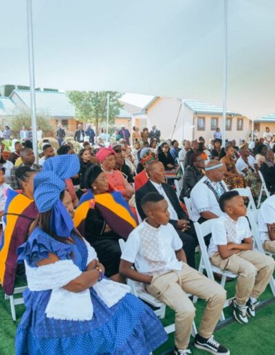 Wedding attendants in a stretch tent.
